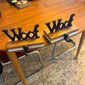 Woof Christmas Dog Stocking Leash Hooks - matching pair